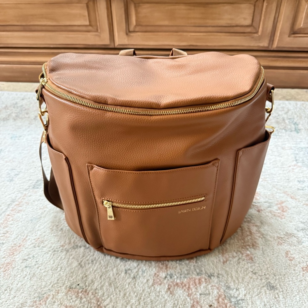 Fawn Design Tan Faux Leather Diaper Bag